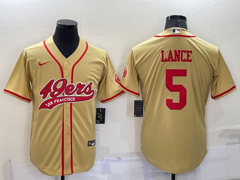 Men San Francisco 49ers #5 Lance Yellow 2022 Nike Co branded NFL Jerseys